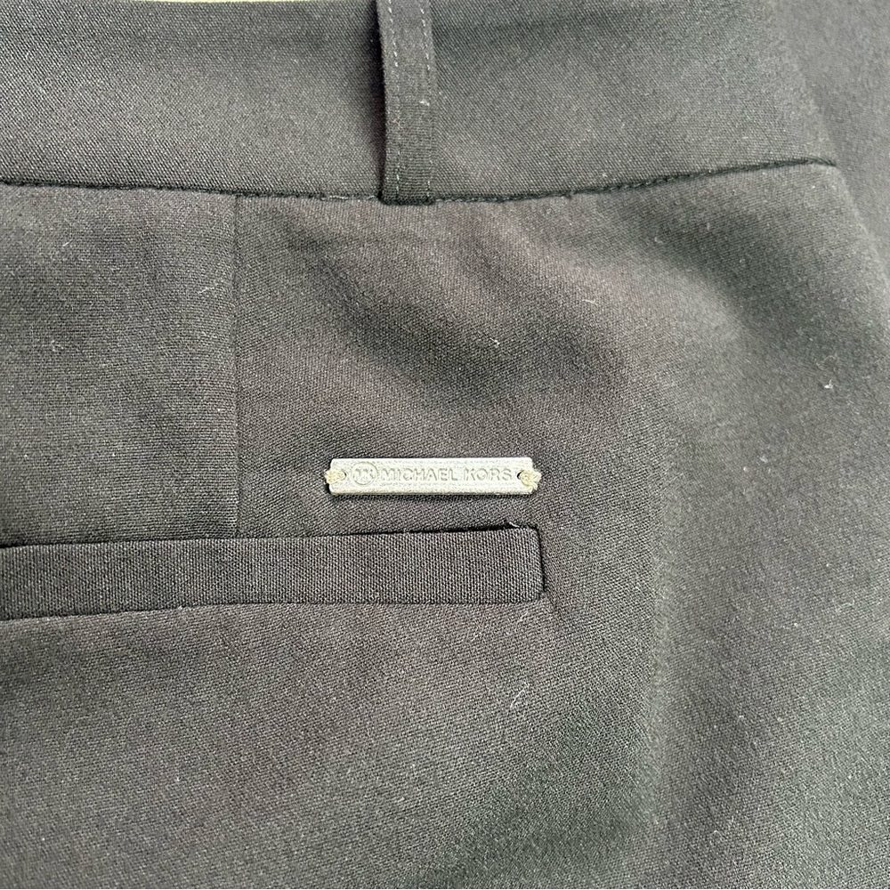 Michael Kors Black Dress Pants Slacks Sz 8 Straight Leg Logo Plate Business - Picture 8 of 9
